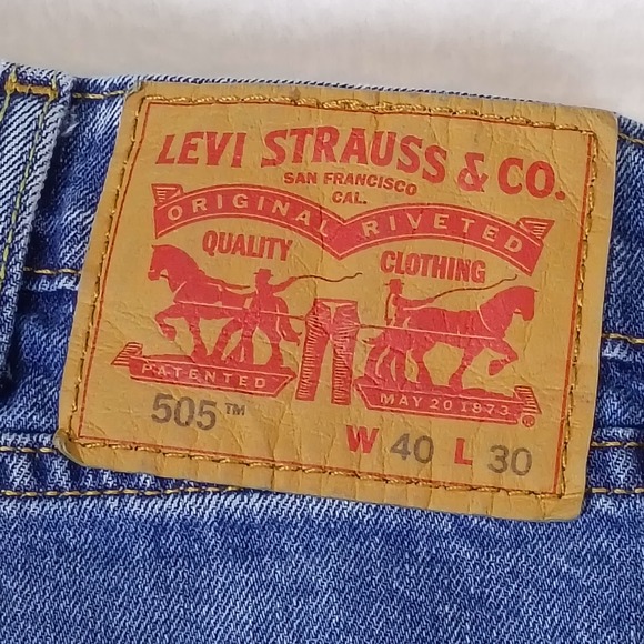 Levis 505 Jeans Mens W40 L30 Blue Classic Fit Straight Leg Denim Work Casual - Picture 8 of 16